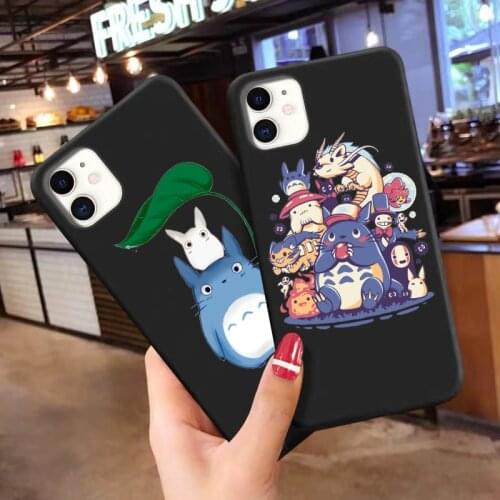 My Neighbor Totoro black TPU Soft Silicone Phone Cover for iPhone 6 6s 7 8 Plus X XR XS Max 12pro 11Pro Max 12mini Fundas case
