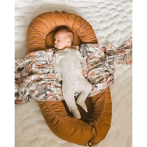 90x50cm Newborn Baby Lounge Essential Baby Nest Toddler Travel Nest Bed with Pillow Infant Portable Crib Cotton Cradle