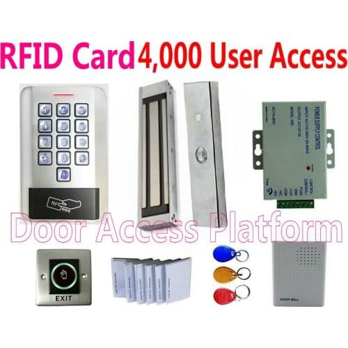Keypad Pin code+ EM ID 4,000 users 125KHz ID card standalone access control machine electro magnetic lock, power supply door kit