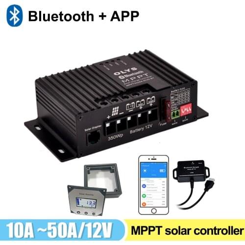 12A 25A Solar MPPT Controller Bluetooth LCD Display Load Discharger Solar Panel Regulator Dual USB Voltage Charger 12V Power