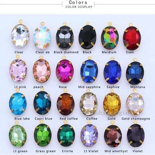 Crystal Oval glass with single framed pendant rhinestones Glint crystal ellipse single pendant Wedding dress jewelry decoration