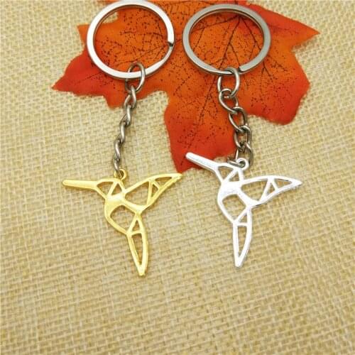 LPHZQH Wholesale Trendy Humming Bird Key Chain Women Bag Pendant Car Key Ring Jewelery Christmas Gift Gold Color