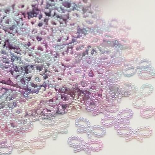 Lucia Crafts AB Color Pearl Bow Flatback Cabochons DIY Resin Scrapbook Embellishments Decor F1034