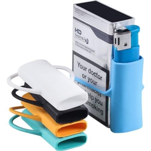 Fashion Portable Silica Gel Lighter Protective Shell With Cigarette Case Fixed Strap Plastic Lighter Body Explosion Proof