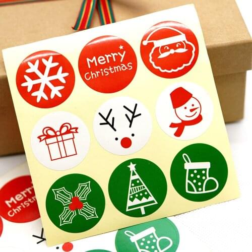 Round Christmas Gift Wrapping sticker ,decorative sticker,Christmas Labels, Envelope Seals sticker 90pcs/lot