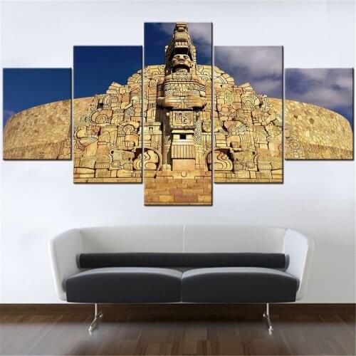 Wall Art Canvas Paintings 5 Panel Ancient Sculpture Building Posters Pictures Home Modern Decor Prints Living Room Decoration
