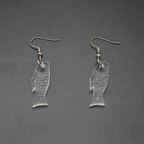 2020 New Fashion and Popular Japanese and Korean Style Acrylic Transparent Carp Earrings Summer Fishing Female Ornament Earrings
