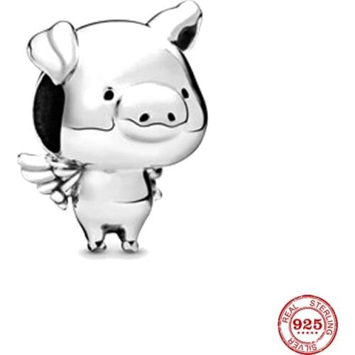 New Original Silver Color Pig Bead Fit European Pandora Charms Bracelet Bangles Diy Jewelry P156