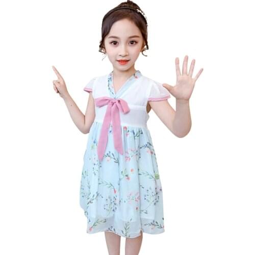 Dresses For Girls Floral Dress For Girl Patchwork Children Dress Summer Girls Costumes Kids 6 8 10 12 14