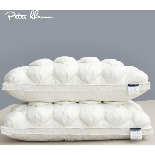 Peter Khanun 48*74cm Luxury 3D Style Rectangle White Goose Feather Down Pillows Down-proof 100% Cotton Bedding Pillow 063