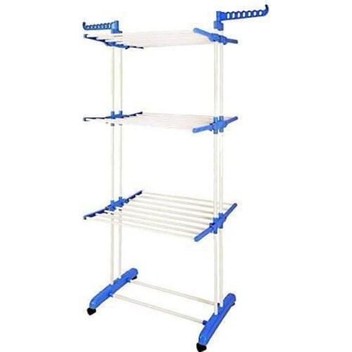 Roller Type Foldable Clothes Towels Hanger Shelf Standing Garment Rack Organizer Home Bathroom Organizer Laundry Cloth Drying Ra