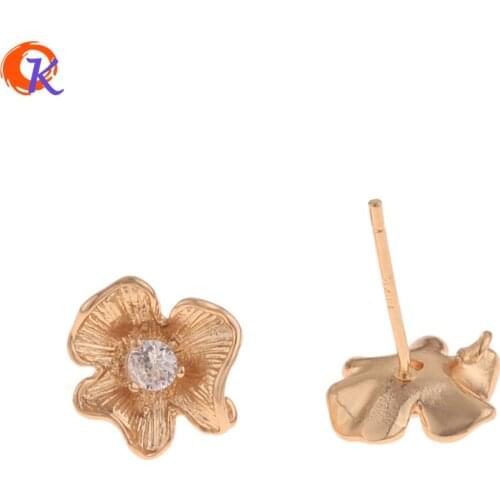 Cordial Design 30Pcs 10*11MM Jewelry Accessories/Earrings Stud/Flower Shape/Genuine Gold Plating/DIY/Hand Made/Earrings Findings