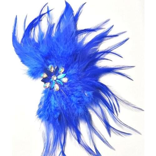 Vintage Feather Crystal Flower Corsage Brooch Pin for Womens Jewelry Wedding Accessories Halloween Gift Jewellery