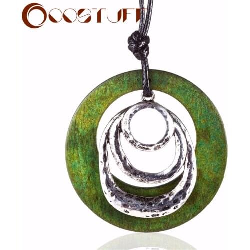 2020 New Woman Necklaces Statement necklaces & pendants Wooden Pendant Vintage Jewelry Long Necklace for Women collares mujer