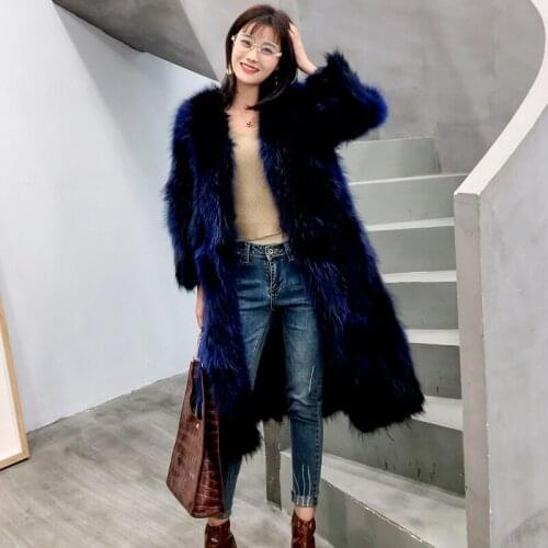 Real for Long Coat Women Clothes Autumn Winter Warm Fur Coats Korean Vintage Elegant Overcoat Manteau Femme Hiver ZL515