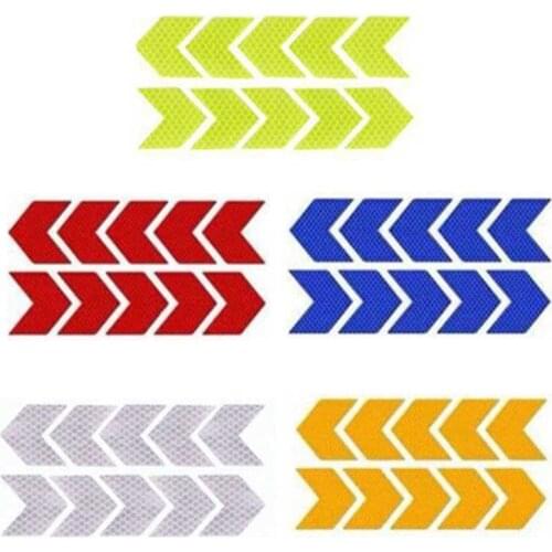 10Pcs Universal Car Arrow Decorative Sticker Exterior Reflex Tape Reflective Anti-Collision Warning Strip for Automobile