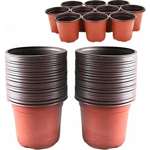 100pcs Plant Flower Pots Plastic Starting Two-Tone Universal Soft Flowers Nursery Seeds Storage Pot Container Garden Decoration