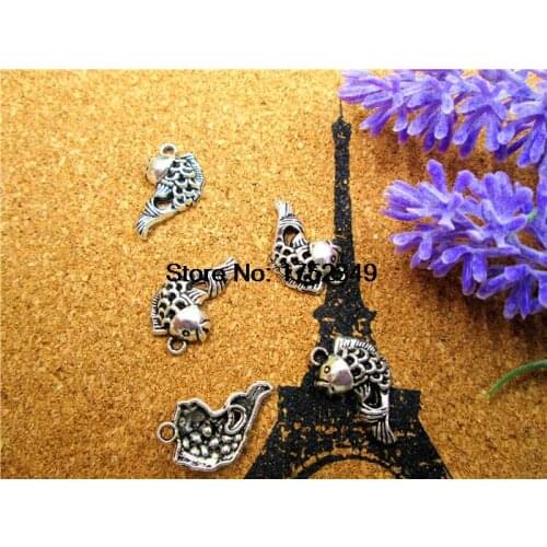15 Fish Charms-- Antique Tibetan Silver Tone fish charms pendants 16x22mm