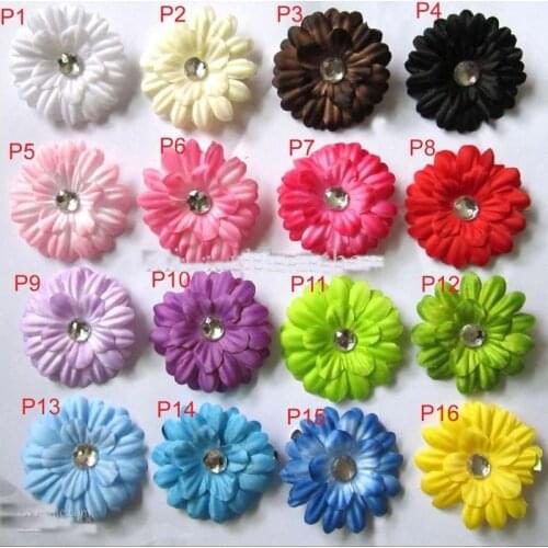 16 Colors 2" Gerbera Childrens Hair Accessories baby Girls Flower Clip Free shipping