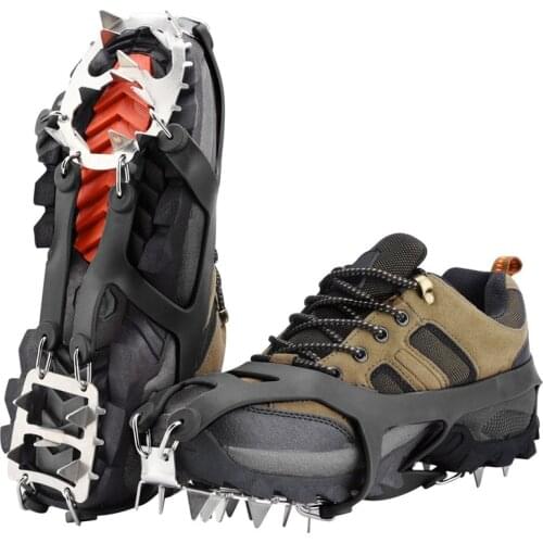 18 Teeth Climbing Crampons for outdoor winter Walk Ice Fishing Snow Shoes Antiskid Shoes Manganese Steel Shoe Covers