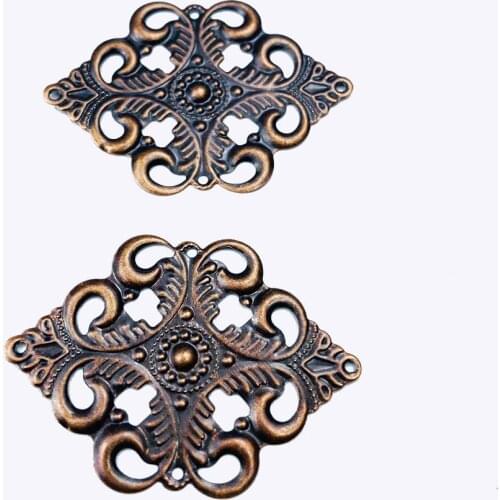 20Pcs Filigree Wraps Flower Connectors Metal Crafts Gift Decoration DIY Findings 3x4.2cm