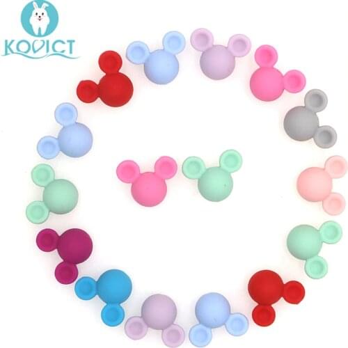 Kovict 30pcs Mickey Baby Teething Beads Food Grade Cartoon Shape Beads For Necklaces BPA Free Baby Teether Toy Nursing