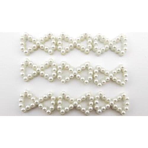 60Pcs & 20Pcs/Lot 3*2CM Pearl Bowknot Shape Appliques For Craft Clothes Sewing Supplies DIY Hair Clip Accessories Patches