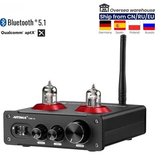 AIYIMA Bluetooth 5.1 6J1Tube Amplifier TPA3221HIFI 100W×2 Stereo Digital AMP QCC3031 APTX-HD Treble Bass Control Home Theater