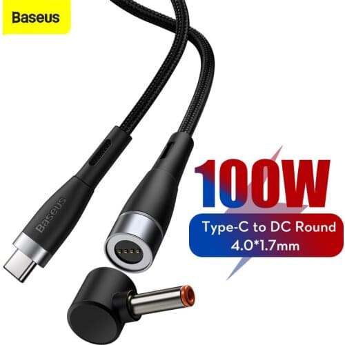 Baseus 100W USB C to DC Power Cable USB C to C Round 1.7mm Power Supply Fast Charger Cable For Lenovo Laptop