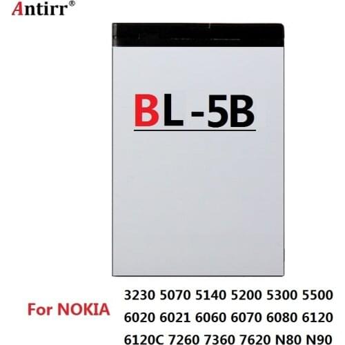 BL-5B Battery BL 5B BL5B Replacement Mobile Cell Phone Batteries For Nokia N80 N83 6120 6021 5300 5208 5140 6020 Bateira