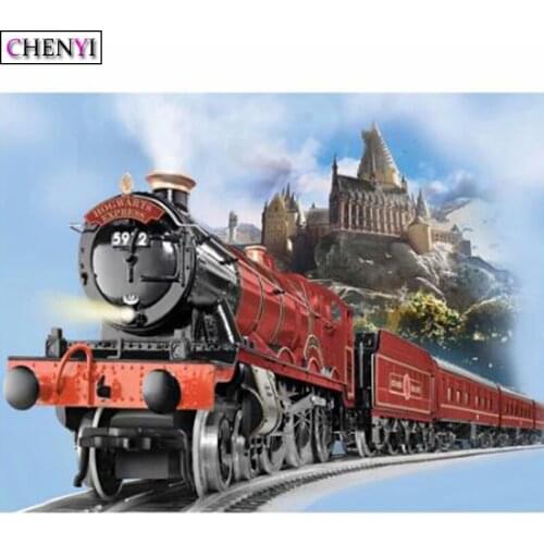 CHENYI NEW 5D Diamond Painting Trains and Castles 3D Mosaic Decoration For Home Diamond Embroidery Full Square Drill Rhinestones