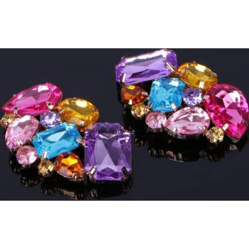 Color Shoe Clips Fashion Triangle Glass Wedding Bridal Decoration Accessories