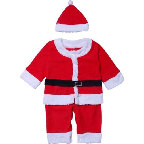 Baby Winter Fleece Clothing Sets Christmas Infant Boy Girl Outfits Xmas Kids Long Sleeve Tops+Pants+Hat New Year Baby Clothes