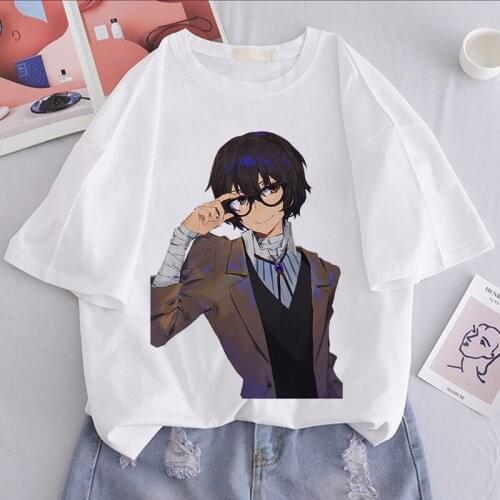 Bungo Stray Dogs Graphic Print T-shirt Women Harajuku Aesthetic White Tops Anime Tshirt 2021 New Summer Fashion Female T Shirt