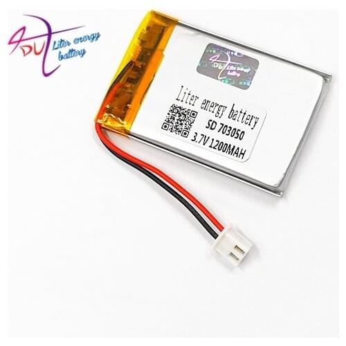 JST 2.54mm 2pin 703050 3.7V 1200mAh Lithium Polymer LiPo Rechargeable Battery connector 703048 For Mp3 MP4 GPS bluetooth camera
