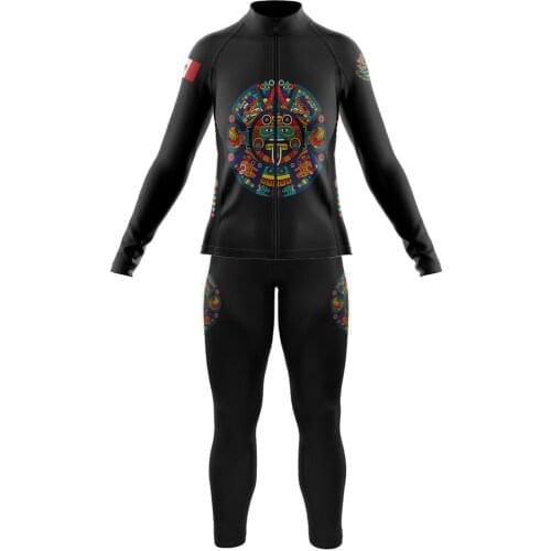 Mexico Cycling Jersey Set Long Sleeve Cycling Pant WINTER FLEECE /THIN Ciclismo Masculino Hombre Bike Suit
