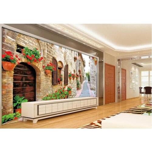 Continental idyllic small town streets customized wallpaper for walls 3d stereoscopic wallpaper Home Decoration