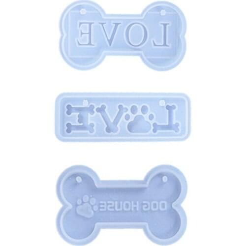 Bone Shape English Letters resin Mold Pendant Silicone Mold with Hole Keyring Pendant Handmade Mold for Halloween Birthday Gift