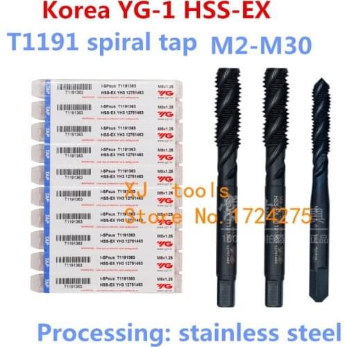 M2, M2.5, M3, M3.5, M4, M5, M6, M8, M10, M12, M14, M16, M18, M20,M22,M24 YG-1 de Corea T1191, HSS-EX espiral, procesamiento de