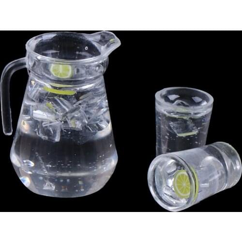 Simulation Mini Juice Jug Cup Set Drink Milk Model Toys for Doll House Decoration 1/12 Dollhouse Furniture Accessories