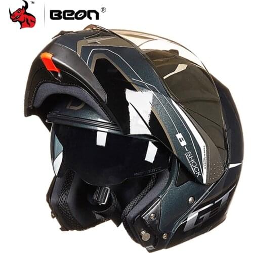 BEON Motorcycle Helmet Men Racing Motocross Flip Up Helmet Double Visor Casco Moto Off-Road Riding Motorbike Full Face Helmet