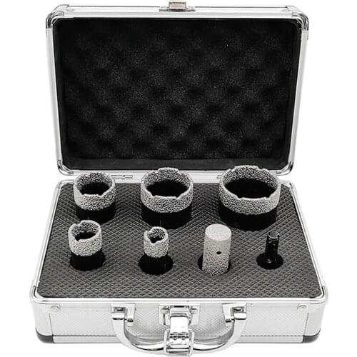 SHDIATOOL 5/8-11 Thread 7pcs/set Boxed Vacuum Brazed Diamond Dry Drilling Bits Kit No.2 For Porcelain Tile Granite Marble Stone