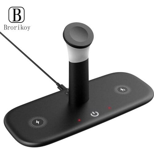 5 in 1 Night Light Dual Fast Wireless Charging Pad 15W For Samsung Huawei iPhone Wireless Charging Stand for Apple Watch Airpods