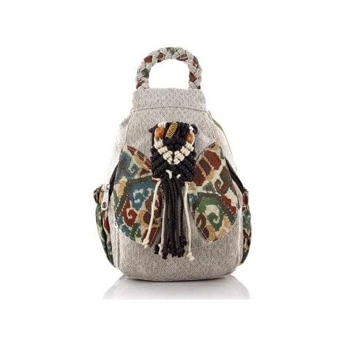 New fashion string appliques small zipper&hasp backpacks!Nice national prints women casual backrack Versatile canvas backruck