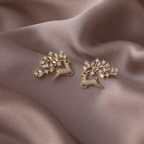 Wholesale Christmas Fawn Fashion Sense Micro Inlaid Earrings 2021 New Trendy Luxury Earrings Acrylic Jewelry