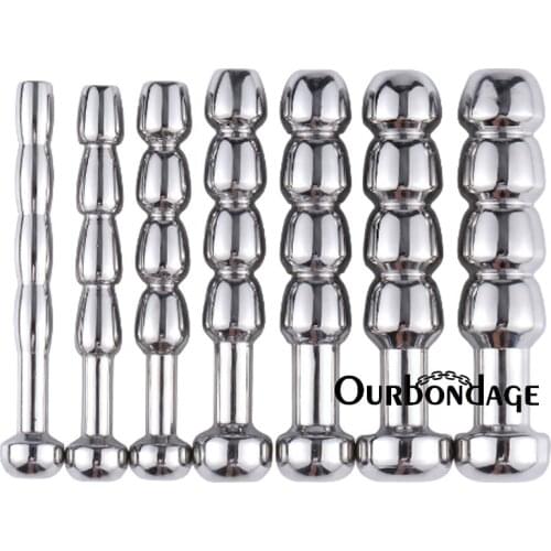Ourbondage 7 Type Stainless Steel Beads Shape Urethral Sounds Catheter Male Penis Plug Sounding Dilator Sex Toy For Men