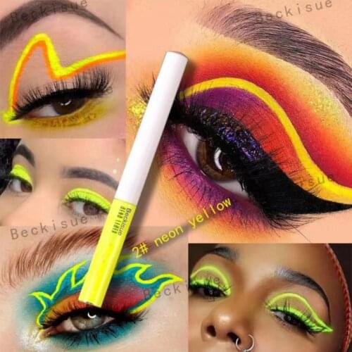 Dazzling!！8 Colors Neon Eyeliner Waterproof Liquid Eye Liner UV Light Pastels Neon Eyeliner Facial Paint Eye Makeup Hot TSLM1