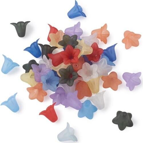 50pcs Transparent Acrylic Beads Frosted Flower Beads for Necklace Bracelet Making Accessories
