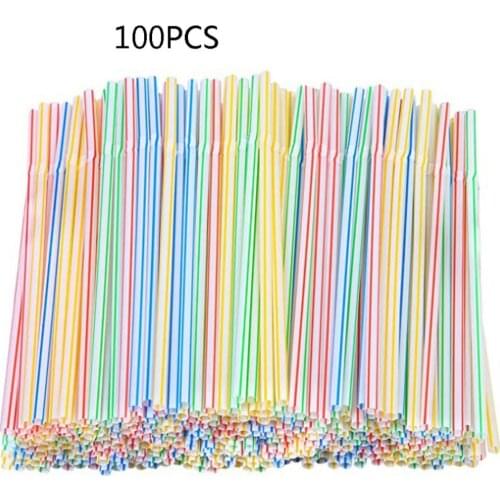 100pcs Plastic Drinking Straws Party Multi Colored Rainbow Straws Wedding Birthday Party Bar Drink Accessories