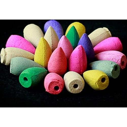 20Pcs/Lot Mixed Natural Incense Rose Jasmine Lavender Osmanthus Sakura Smoke Cone Reflux Tower incense Backflow Bullet